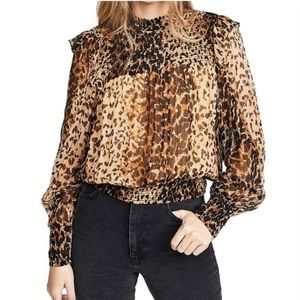 NWOT Free People Roma leopard blouse. Size XS.